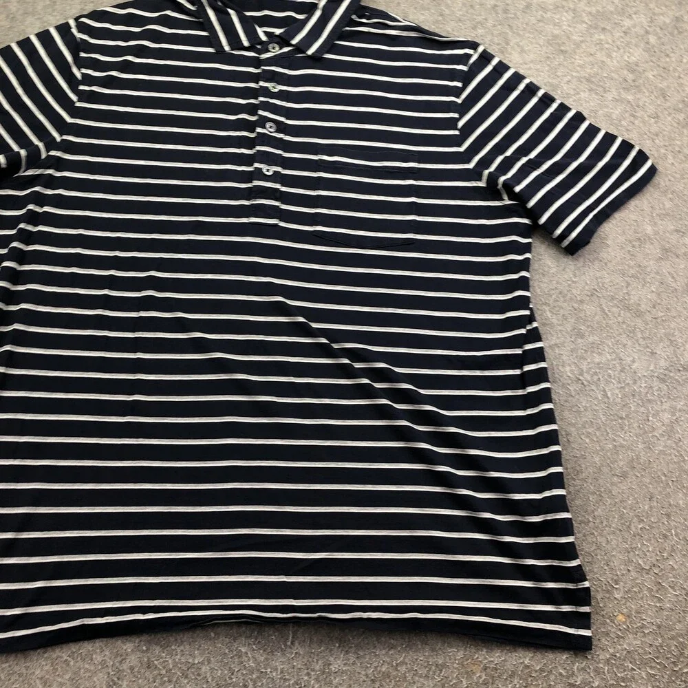 Polo Ralph Lauren Polo Shirt Mens 2XL Blue Striped Jersey Pocket Classic Fit